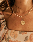Miraculous Medal Antique Layered Pearl Gold Filled Satellite Chain Necklace