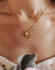 Petite Miraculous Medal + Petite Crucifix Gold Filled Satellite Chain Necklace