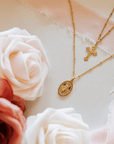 Miraculous Medal + Crucifix Layered Gold Filled Satellite Chain Necklace