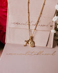 Layered Petite Miraculous Medal + Petite Crucifix Gold Filled Satellite Chain + Pearl Necklace