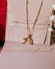 Layered Petite Miraculous Medal + Petite Crucifix Gold Filled Satellite Chain + Pearl Necklace