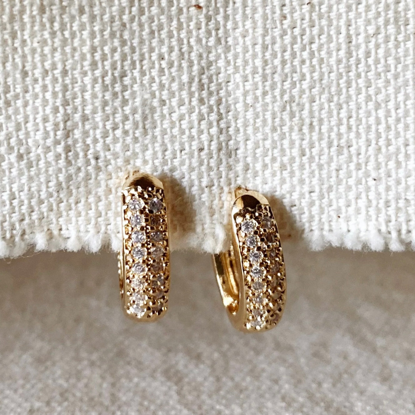 Oval Clicker Hoop Cz Diamonds Gold Filled Earrings