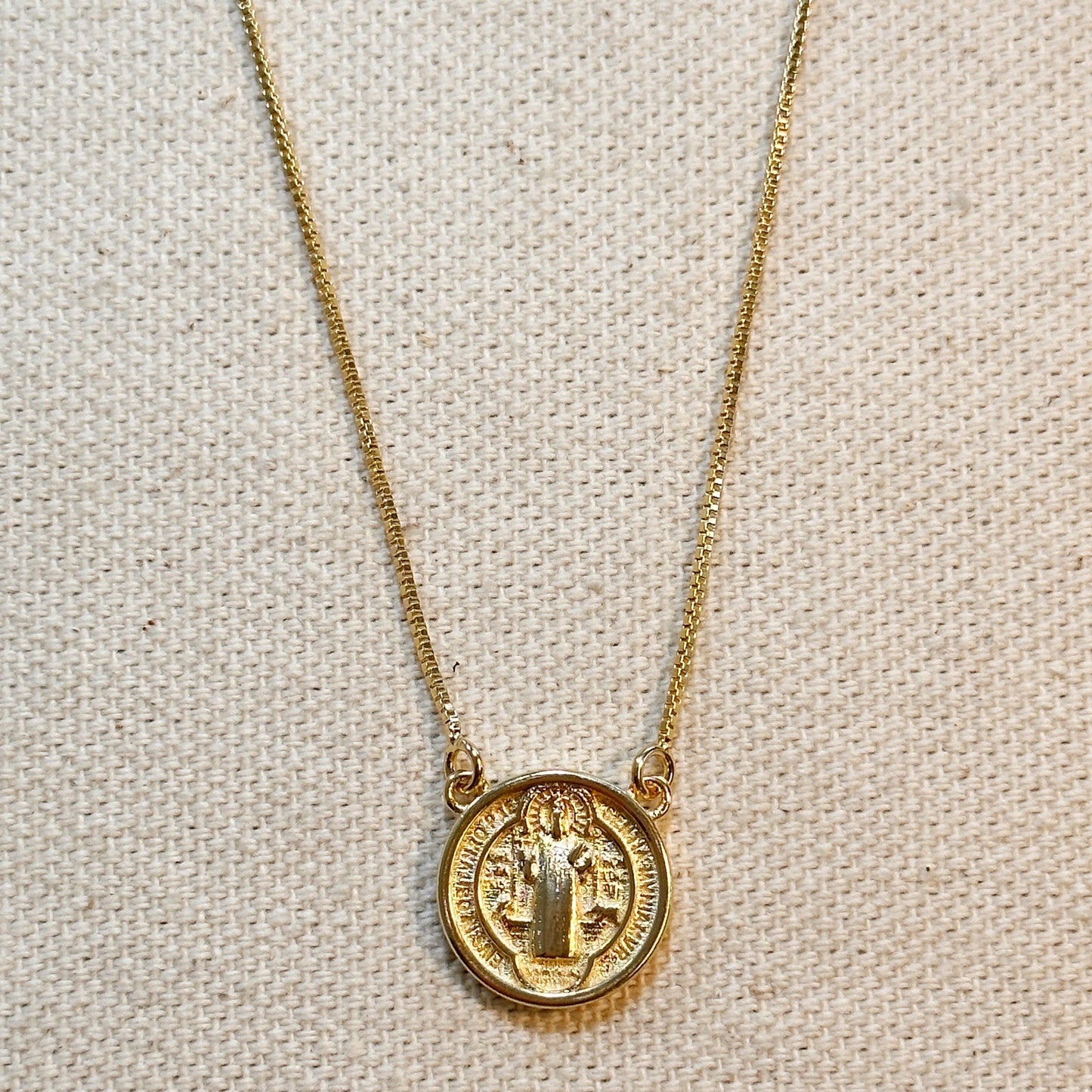 St. Benedict Medal Gold Filled Dainty Chain Necklace
