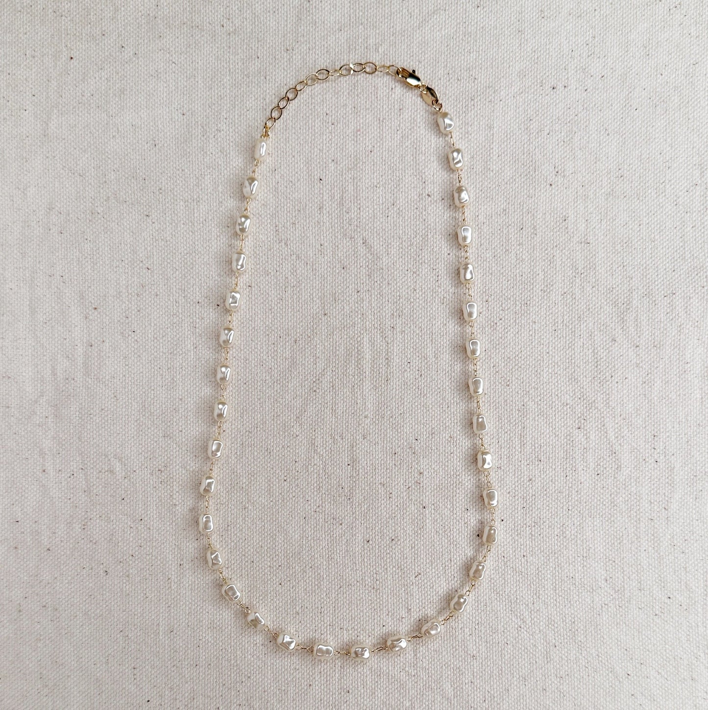 Miraculous Medal Antique Layered Pearl Gold Filled Satellite Chain Necklace