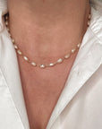 Antique Layering Pearl Gold Filled Chain Necklace
