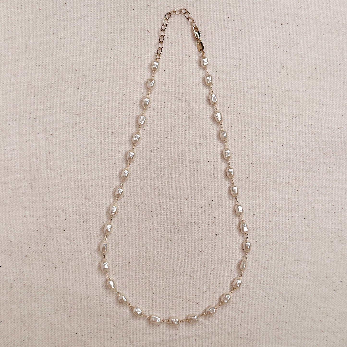 Miraculous Medal Antique Layered Pearl Gold Filled Satellite Chain Necklace