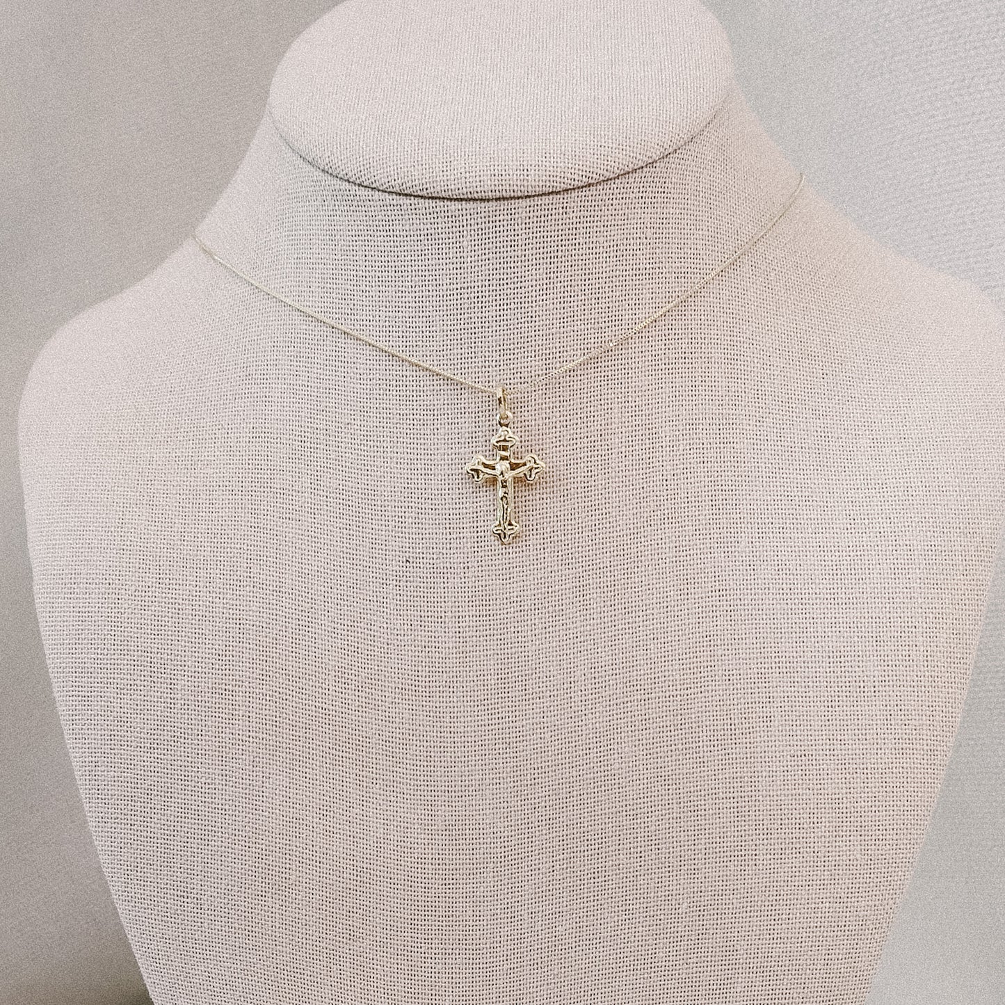 Crucifix Medal Pendant + Dainty Chain Necklace