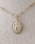 Our Lady of Grace Miraculous Medal Gold Filled Satellite Chain Necklace