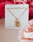 Miraculous Medal + Dainty Cross Gold Filled Necklace