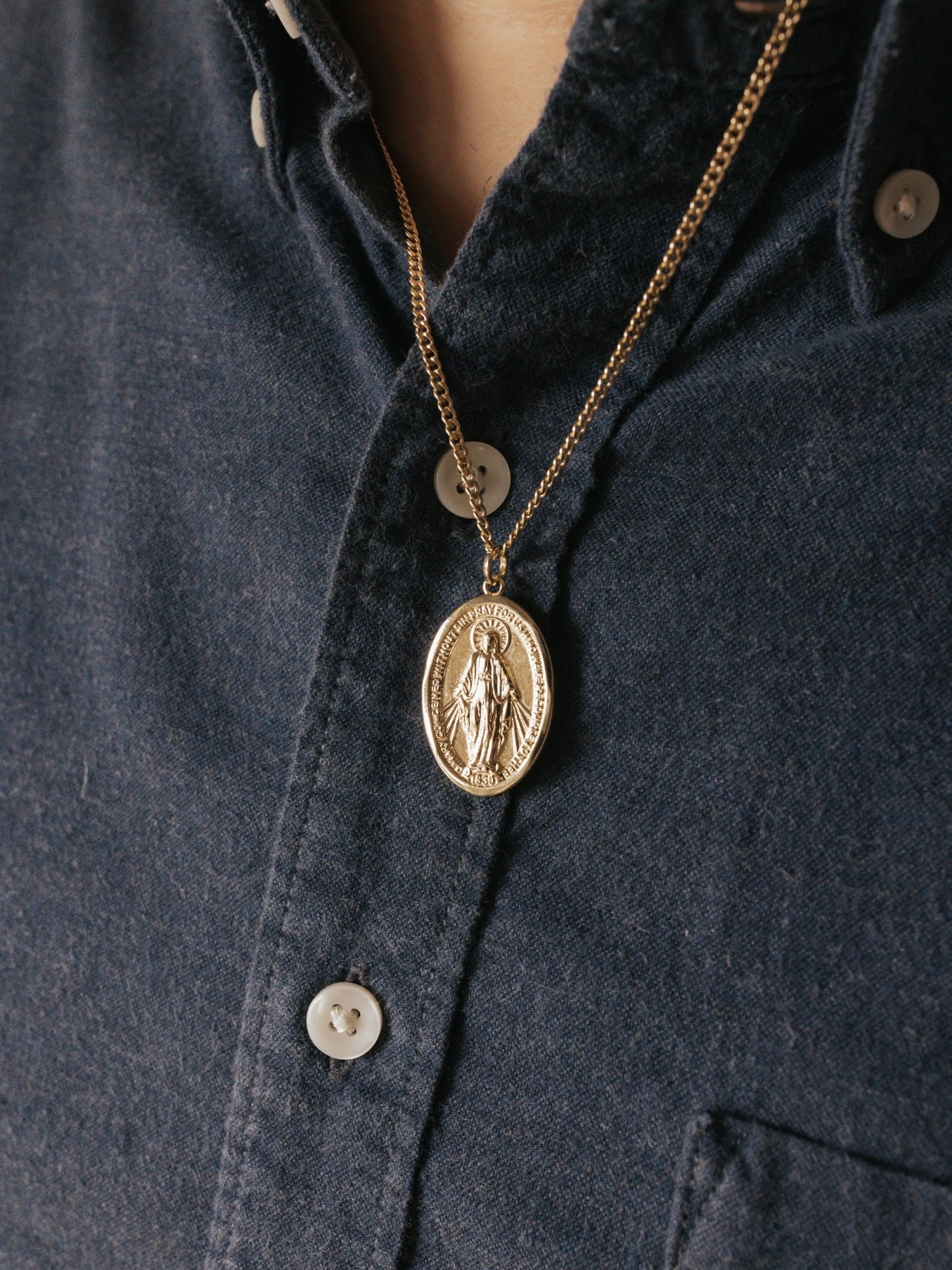 Consecration to Mary Miraculous Medal Gold Filled Necklace For Husband