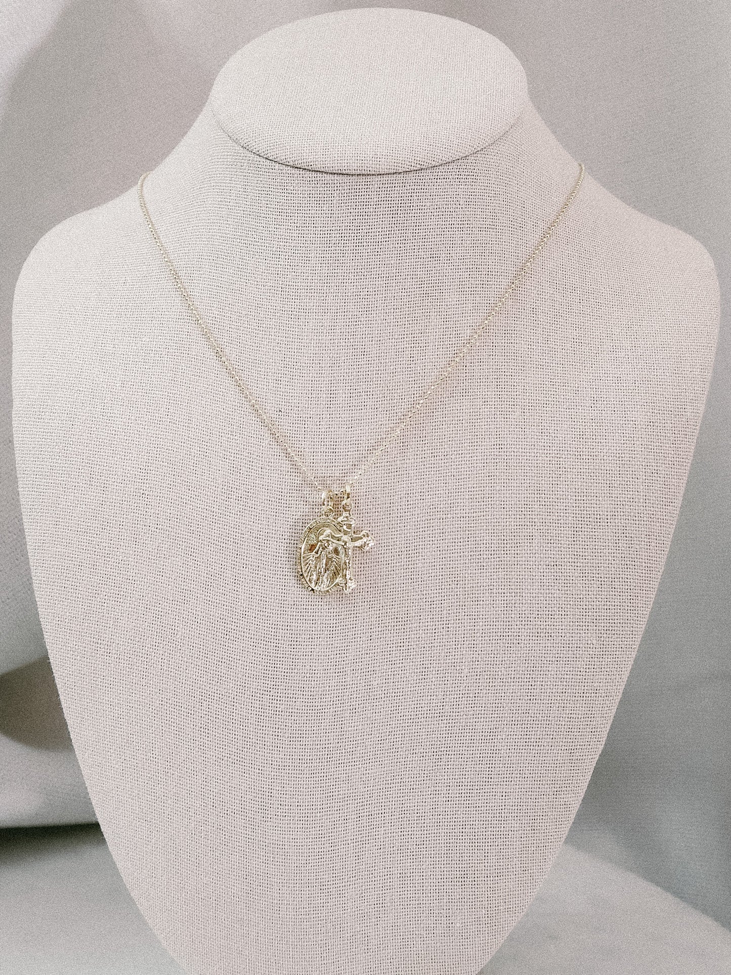 Miraculous Medal + Crucifix Gold Filled Beaded Chain Necklace