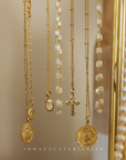 Miraculous Medal Antique Gold Filled Satellite Chain Necklace