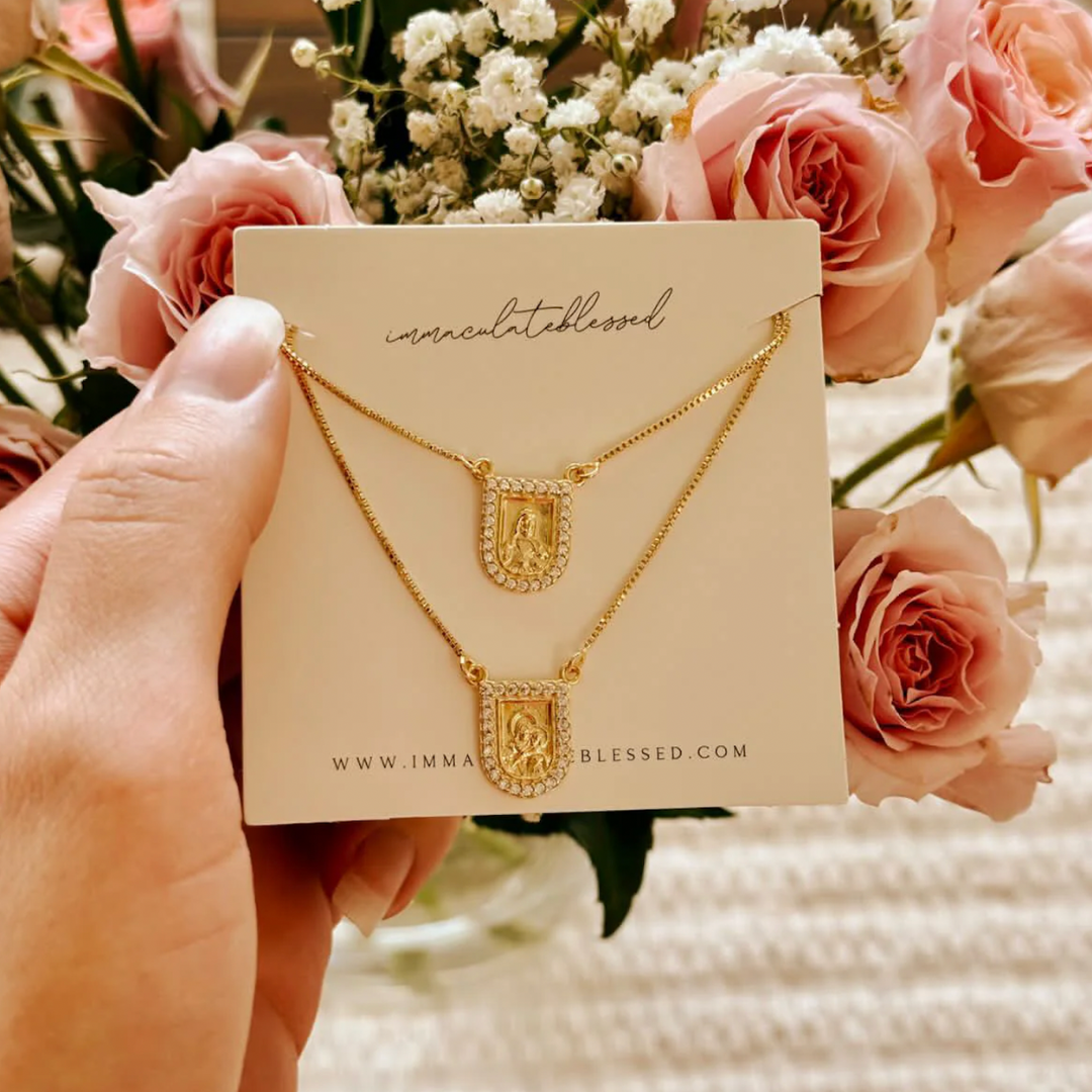 Our Lady of Mount Carmel Scapular Gold Filled Dainty Chain