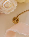 Miraculous Medal Antique Gold Filled Satellite Chain Necklace