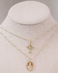 Miraculous Medal + Crucifix Layered Gold Filled Satellite Chain Necklace