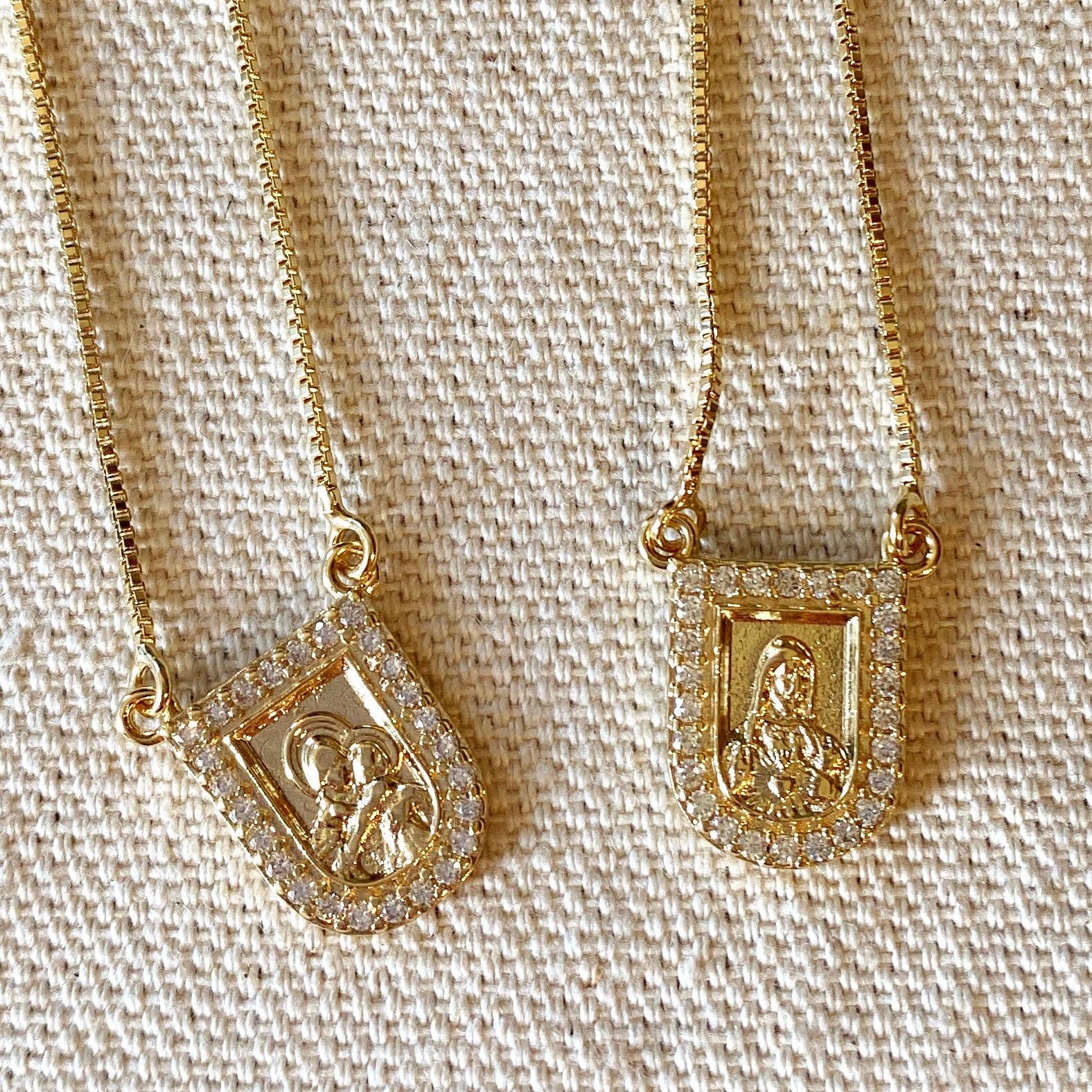 Our Lady of Mount Carmel Scapular Gold Filled Dainty Chain