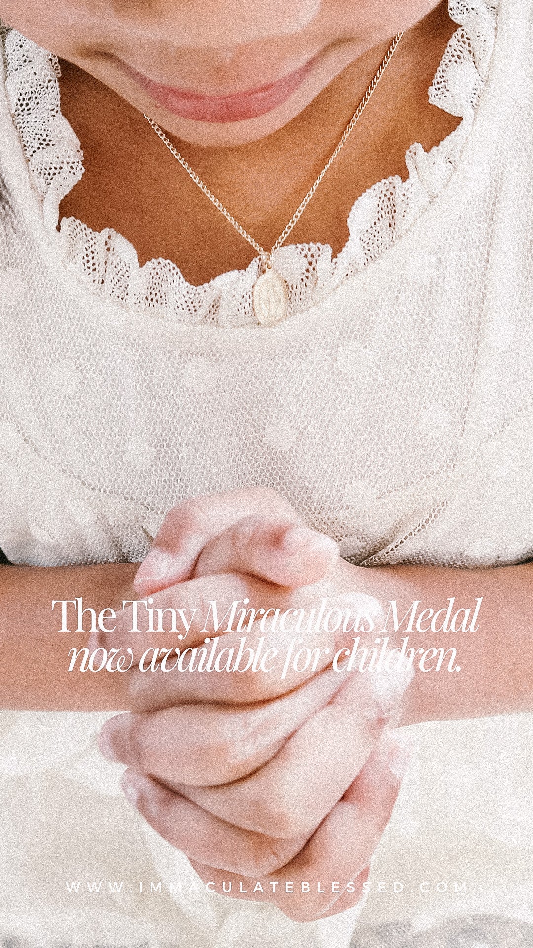 Miraculous Medal Tiny Children Gold Filled Necklace