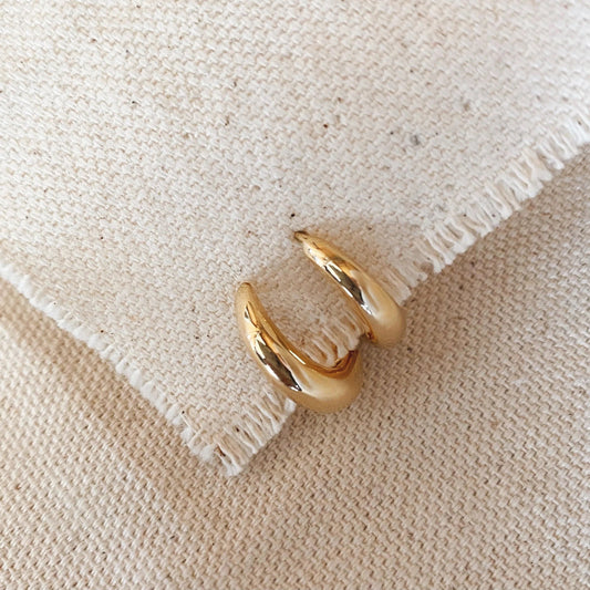 18k_Gold_ Earrings_Filled_Hoop_Clicker_Artisan_Style_Jewelry_Woman_Trendy_