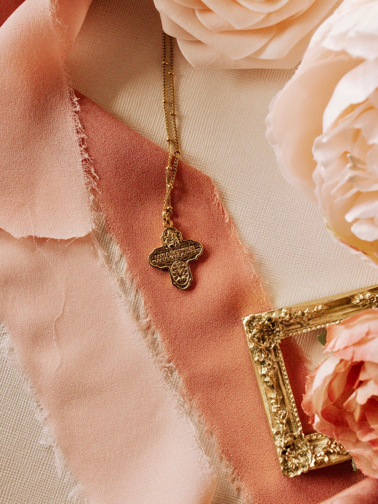 The Four Way Cross Gold Filled Satellite Chain Necklace