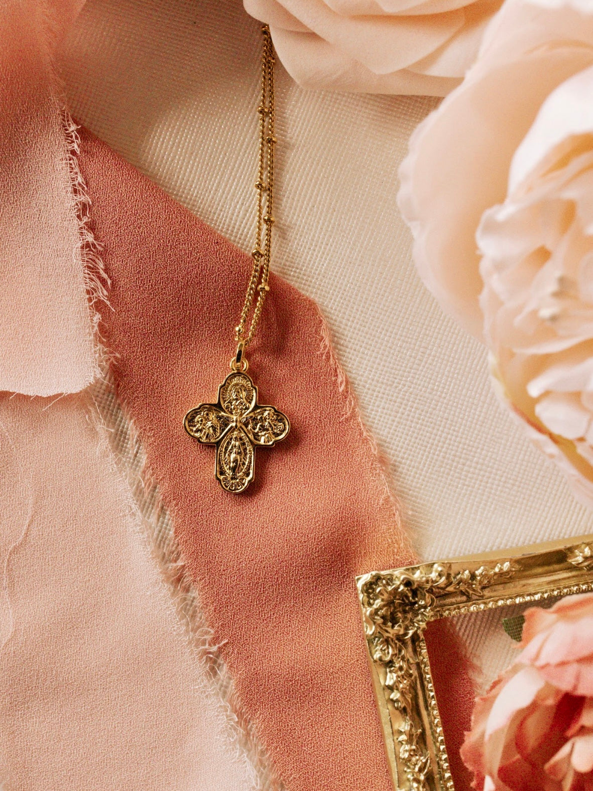 The Four Way Cross Gold Filled Satellite Chain Necklace