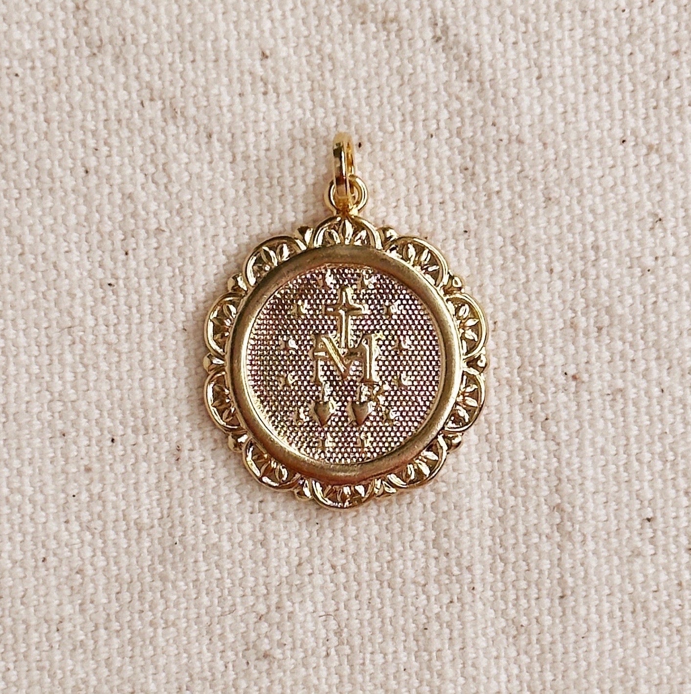 Miraculous Medal Antique Gold Filled Beaded Chain Necklace