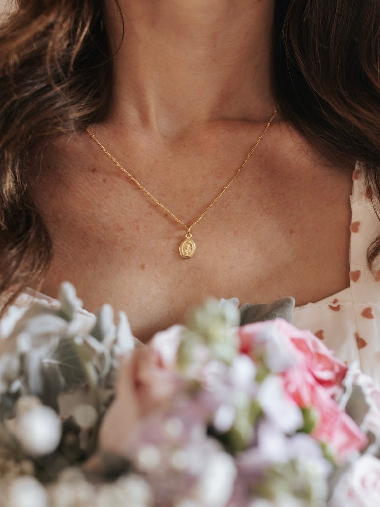 Miraculous Medal Tiny Gold Filled Necklace