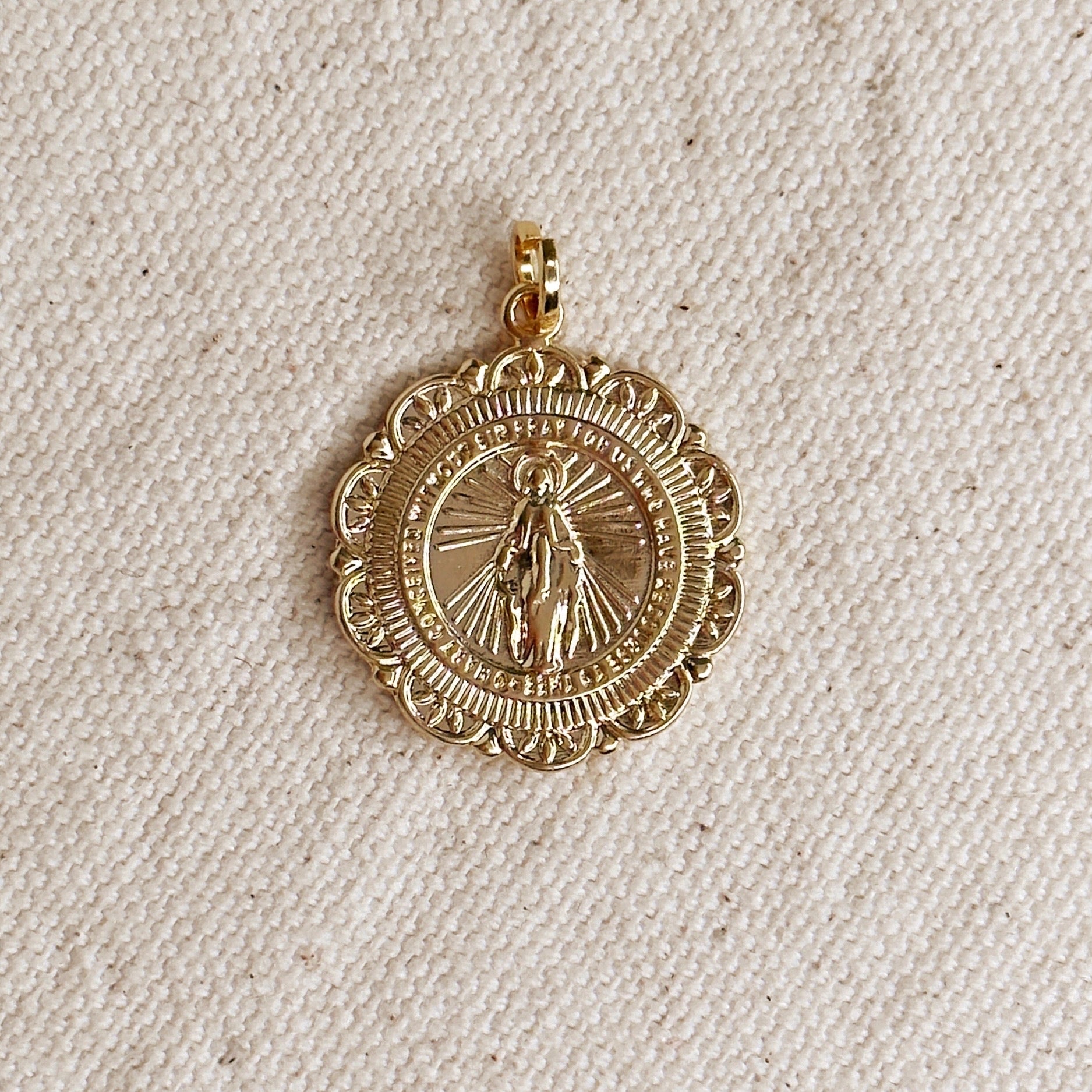 Miraculous Medal Antique Gold Filled Beaded Chain Necklace