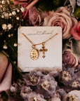 Miraculous Medal + Crucifix Gold Filled Satellite Chain Necklace