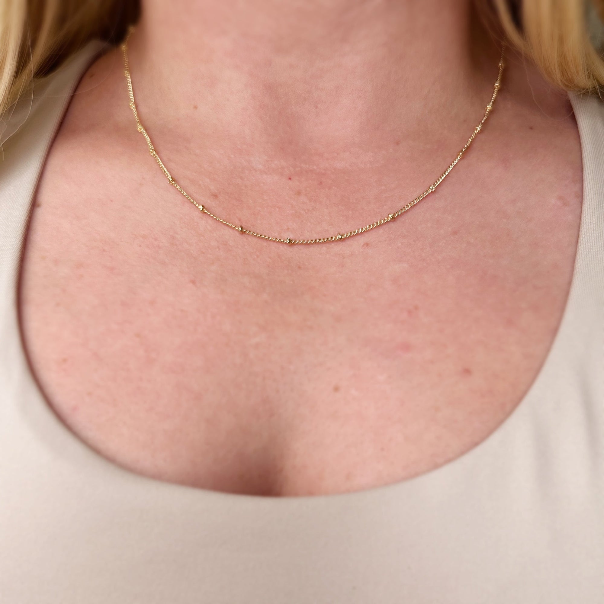 Petite Crucifix Gold Filled Satellite Chain Necklace