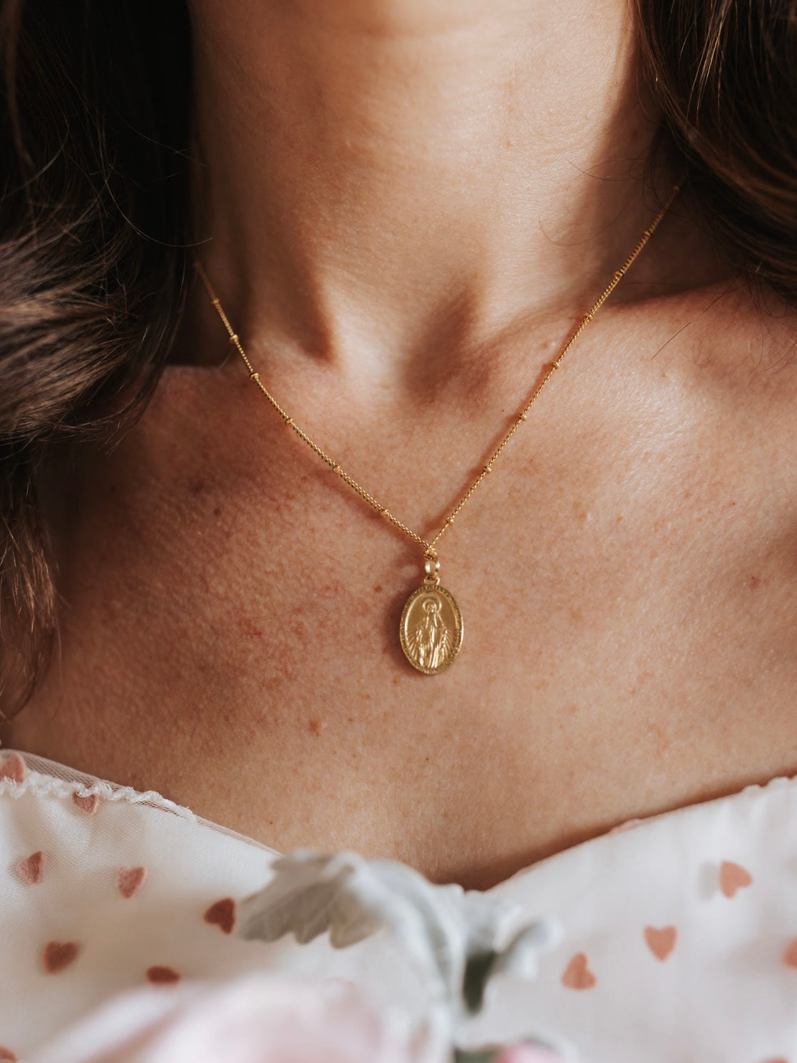 Miraculous Medal Gold Filled Satellite Chain Necklace