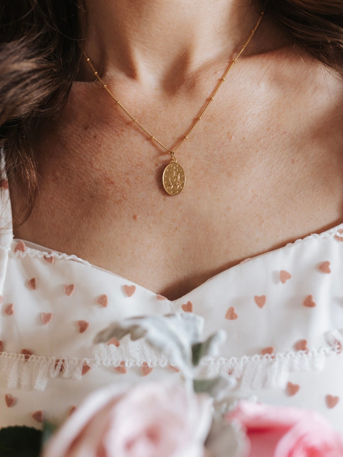 Miraculous Medal Gold Filled Satellite Chain Necklace