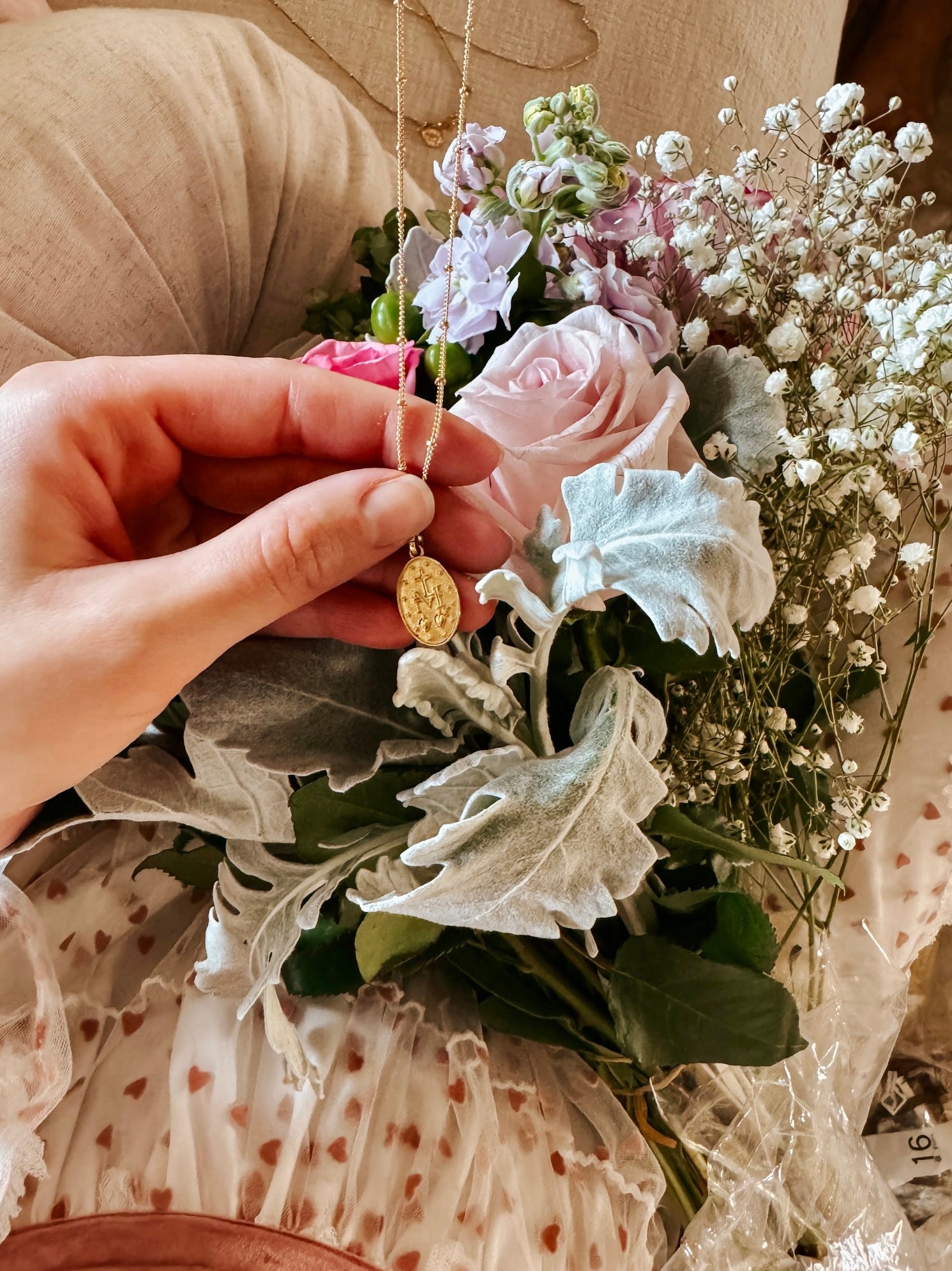 Miraculous Medal Gold Filled Satellite Chain Necklace