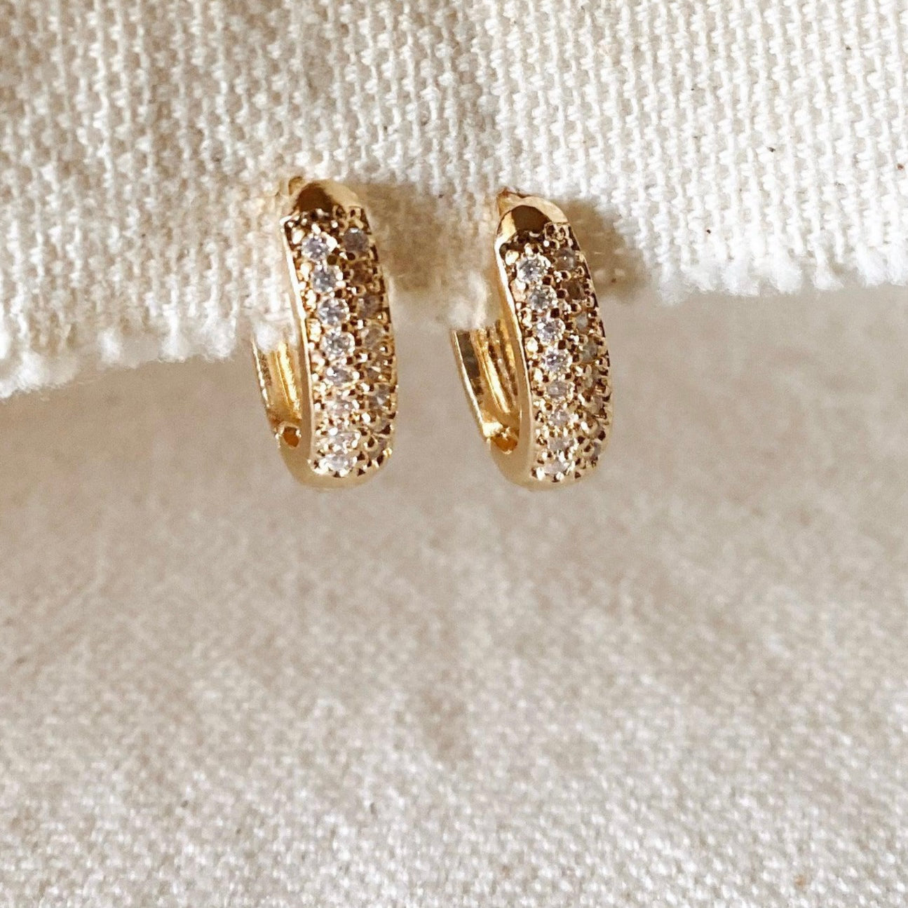 Oval Clicker Hoop Cz Diamonds Gold Filled Earrings
