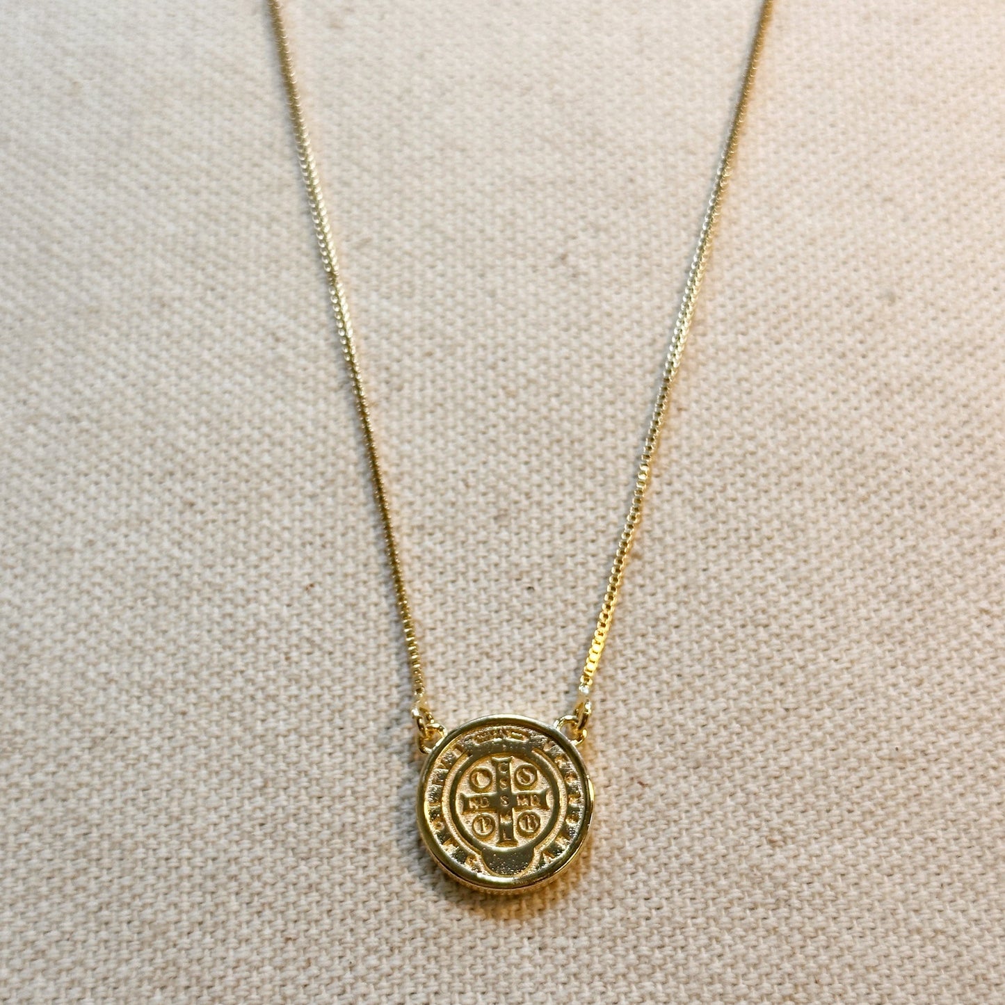 St. Benedict Medal Gold Filled Dainty Chain Necklace