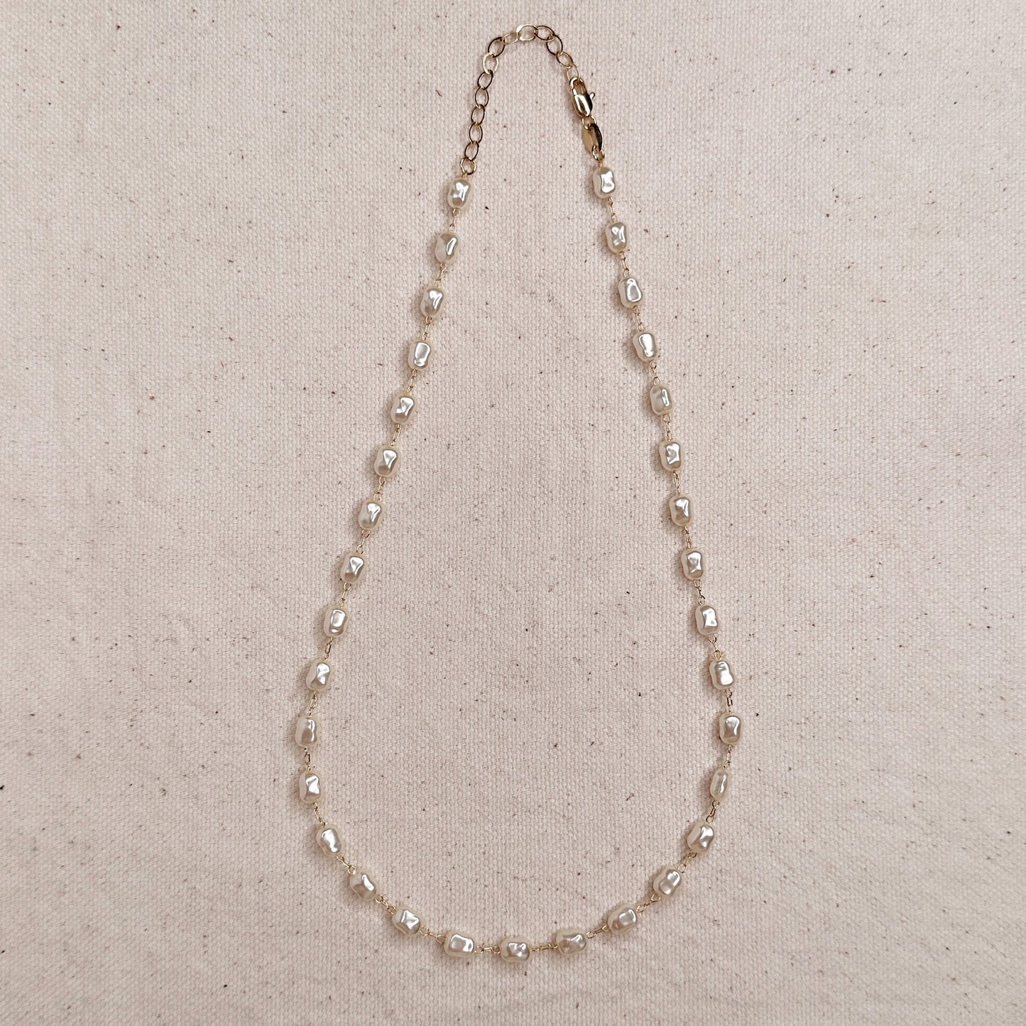 Antique Layering Pearl + Gold Filled Chain Necklace