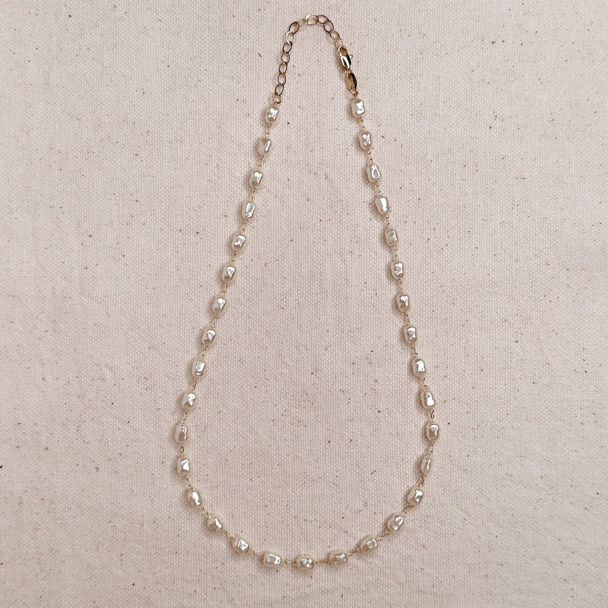 Antique Layering Pearl Gold Filled Chain Necklace