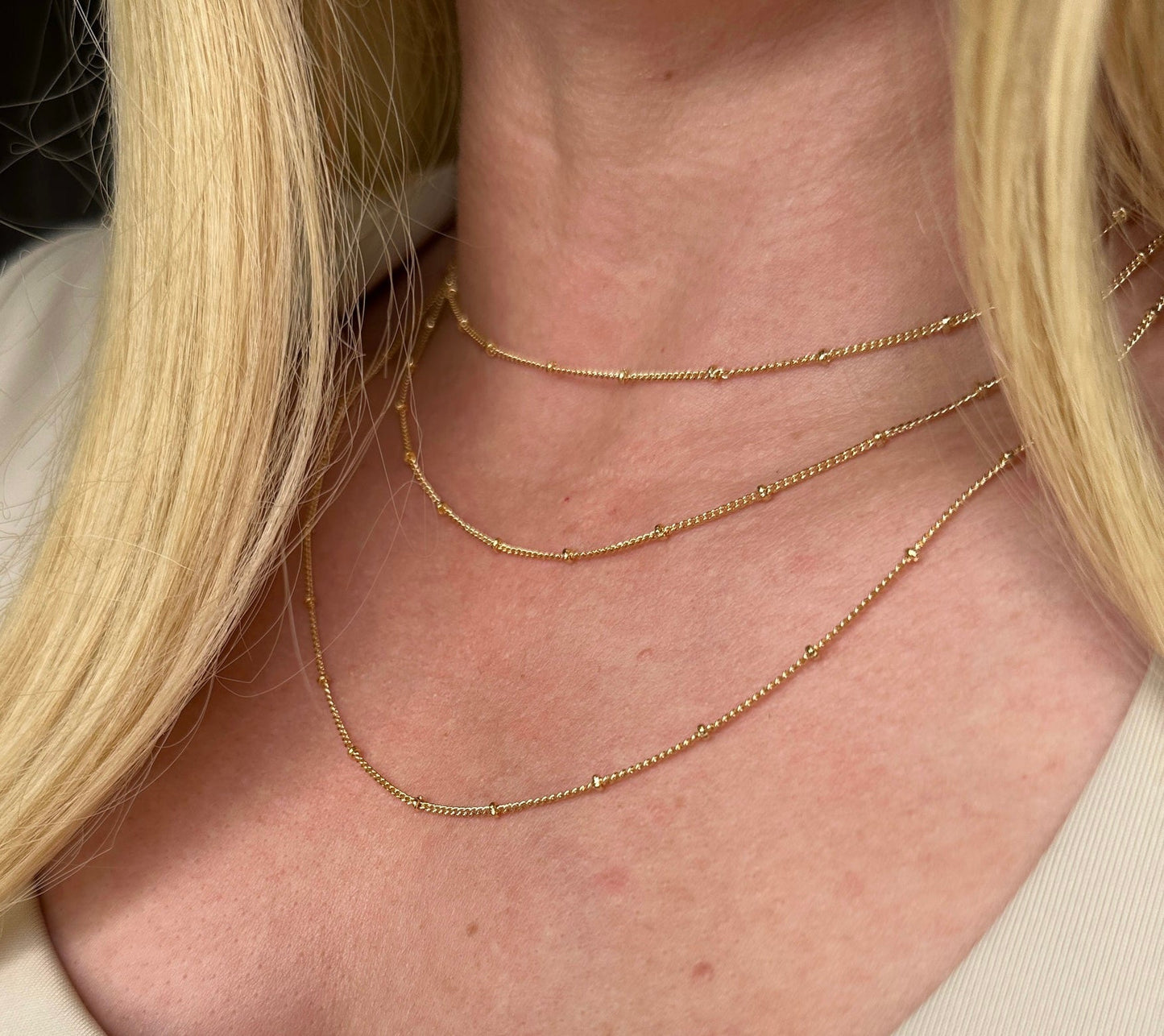 The Four Way Cross Gold Filled Satellite Chain Necklace