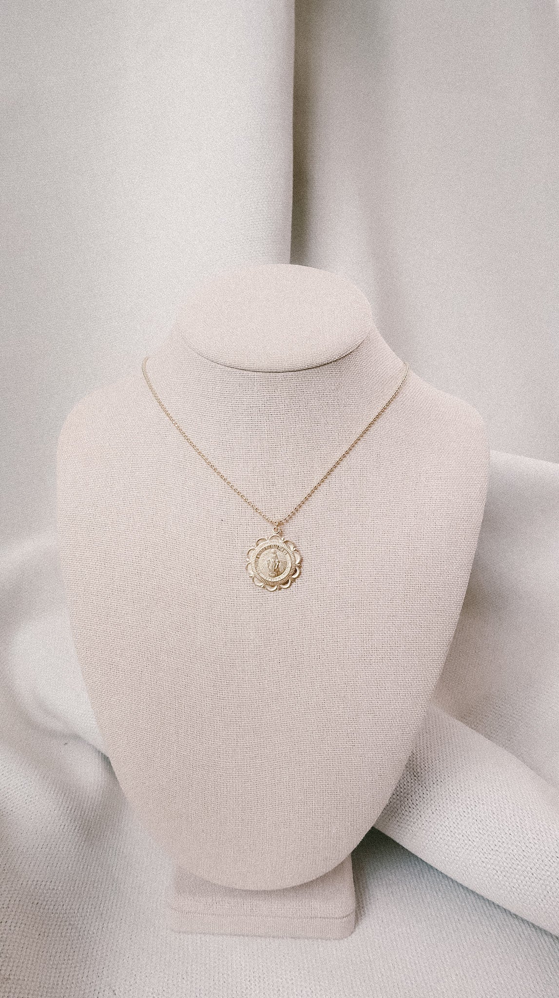 Miraculous Medal Antique Gold Filled Beaded Chain Necklace