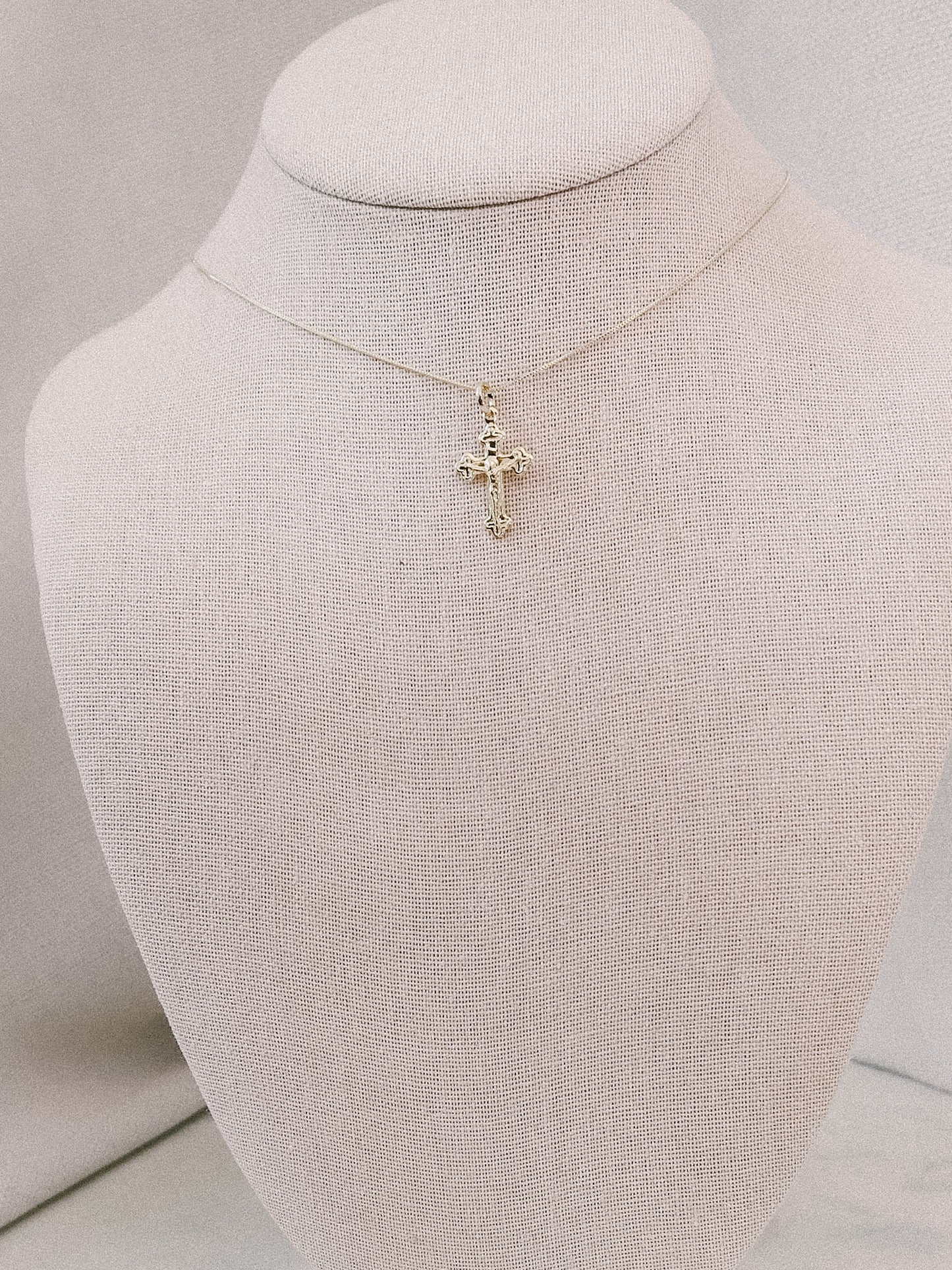 Crucifix Medal Pendant + Dainty Chain Necklace