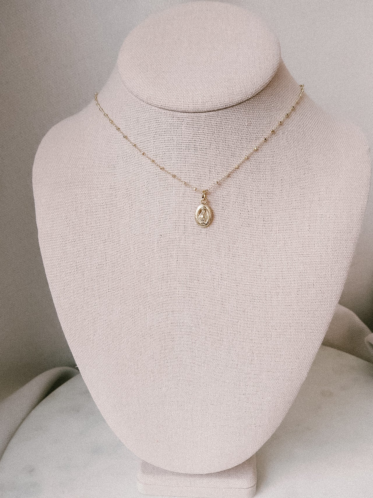 Petite Miraculous Medal Gold Filled Rosary Chain Necklace