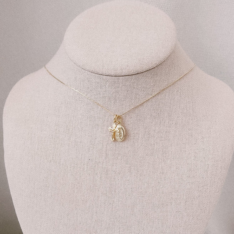 Petite Miraculous Medal + Petite Crucifix Gold Filled Dainty Chain Necklace