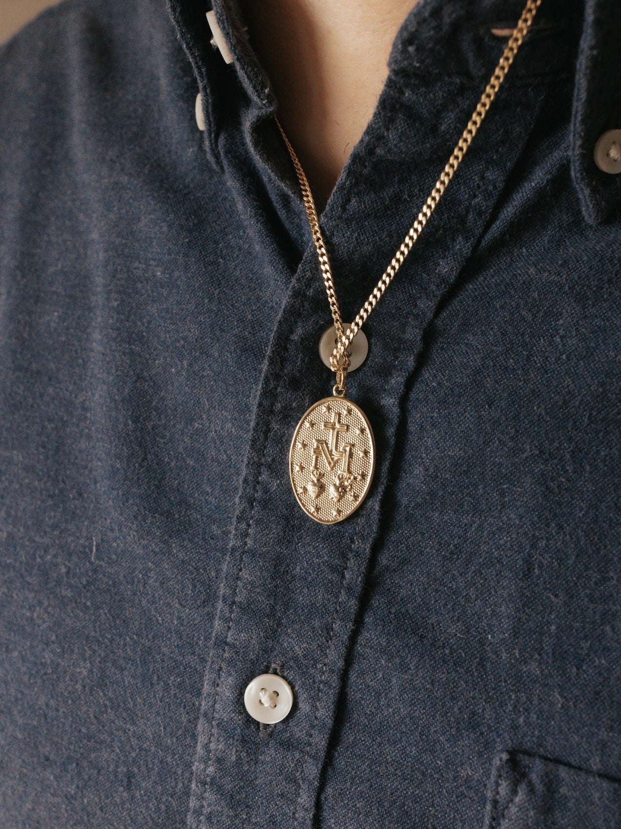 Consecration to Mary Miraculous Medal Gold Filled Necklace For Husband