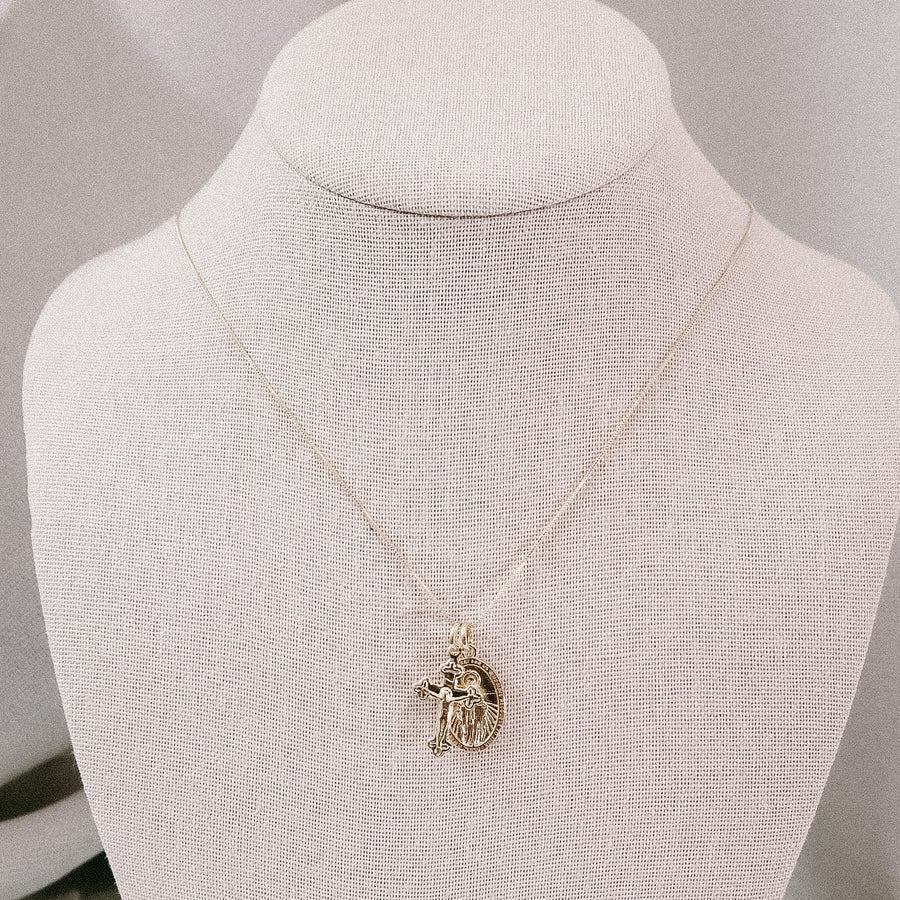 Miraculous Medal + Crucifix Gold Filled Dainty Chain Necklace