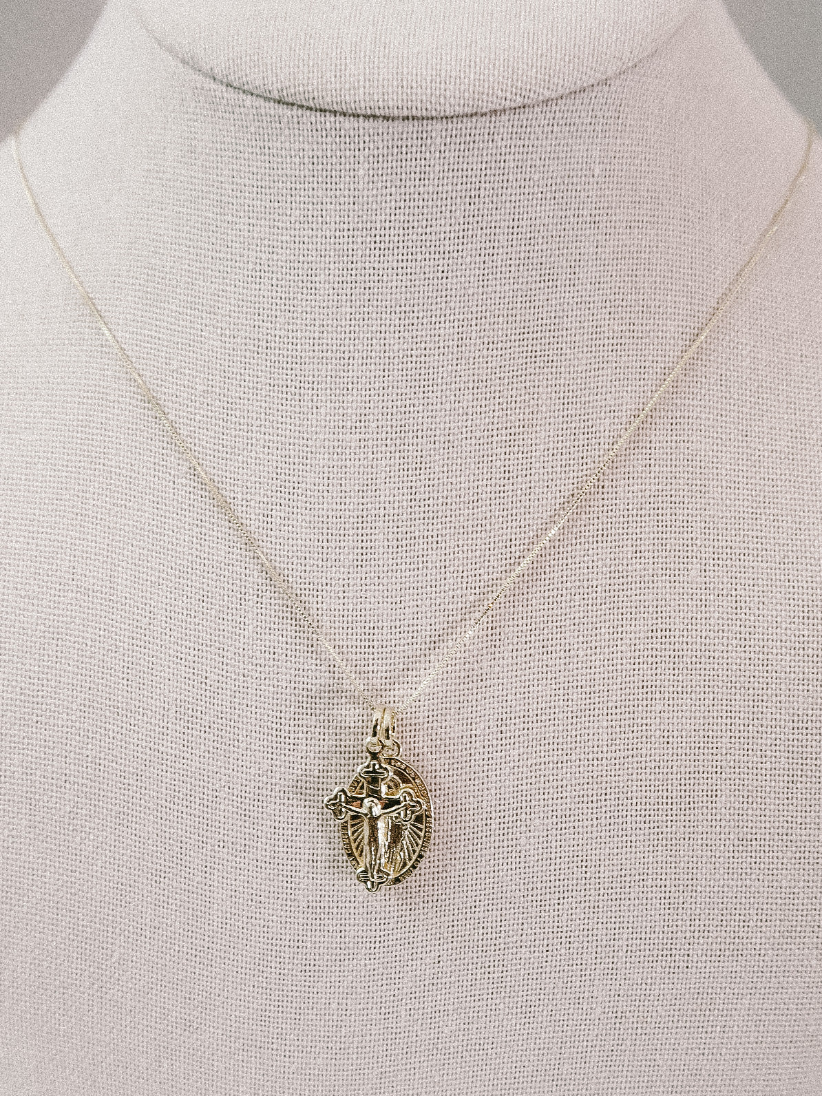 Miraculous Medal + Crucifix Gold Filled Dainty Chain Necklace