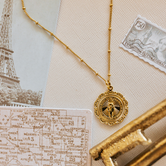 Miraculous Medal Antique Gold Filled Satellite Chain Necklace