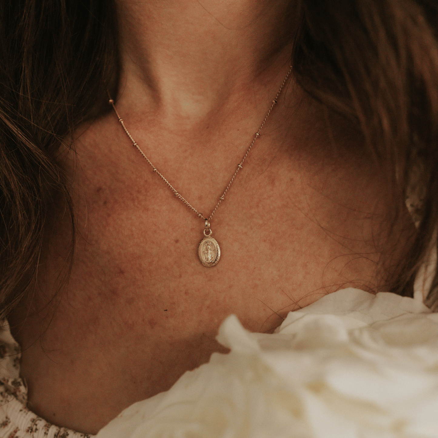 Miraculous Medal Tiny Gold Filled Necklace