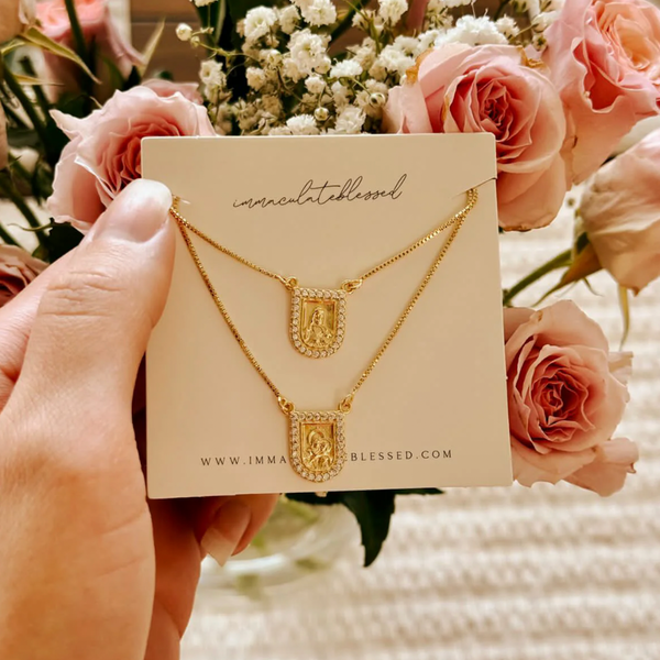 Our Lady of Mount Carmel Scapular Gold Filled Dainty Chain