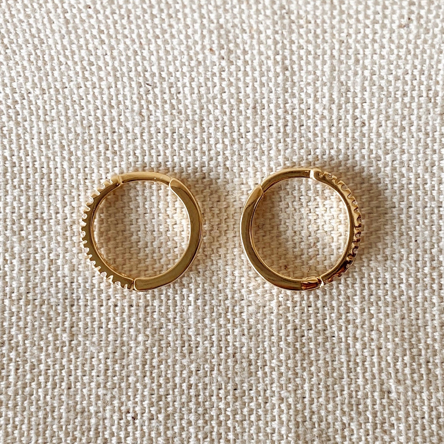 Thin Line Cubic Zirconia Hoop Gold Filled Earrings
