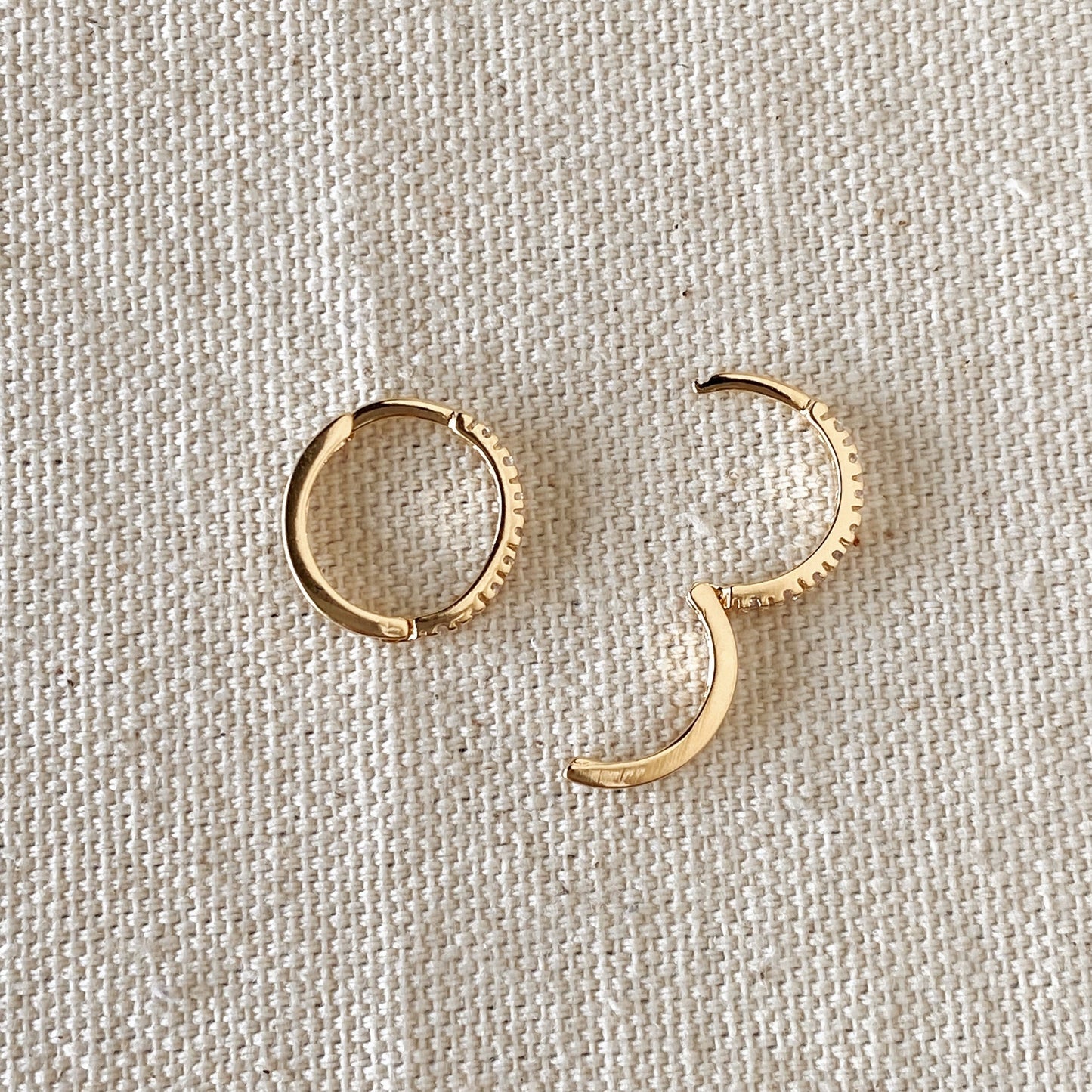 Thin Line Cubic Zirconia Hoop Gold Filled Earrings