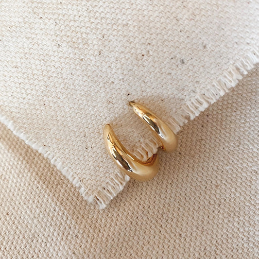 18k_Gold_ Earrings_Filled_Hoop_Clicker_Artisan_Style_Jewelry_Woman_Trendy_